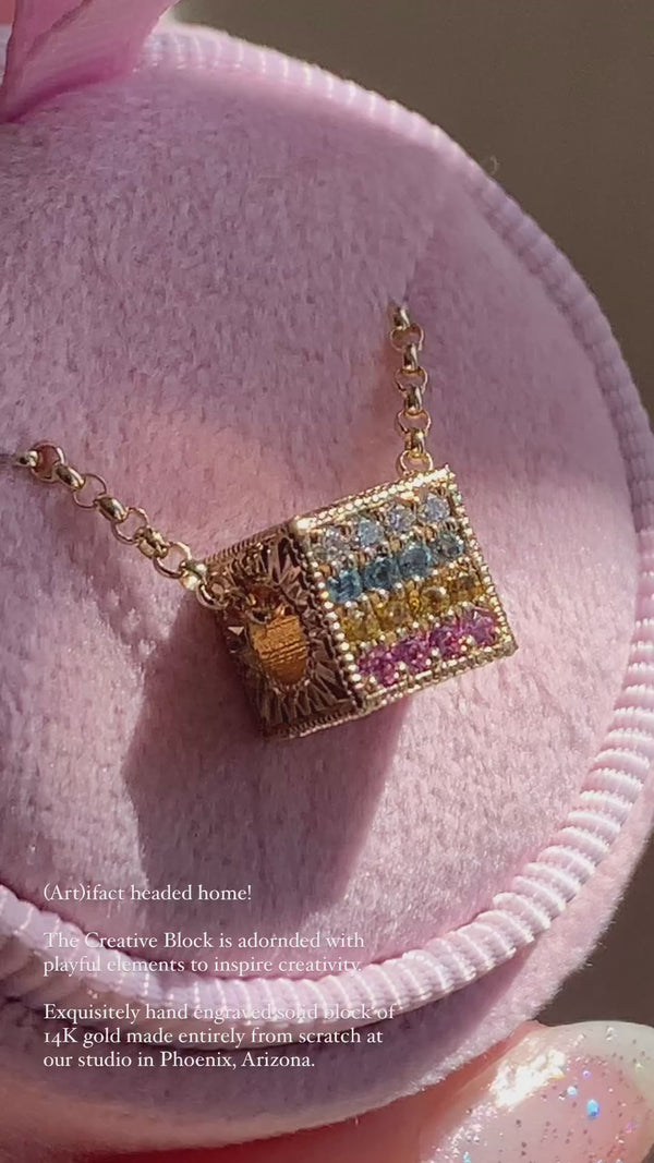 Creative Block Rainbow Diamond Charm Necklace