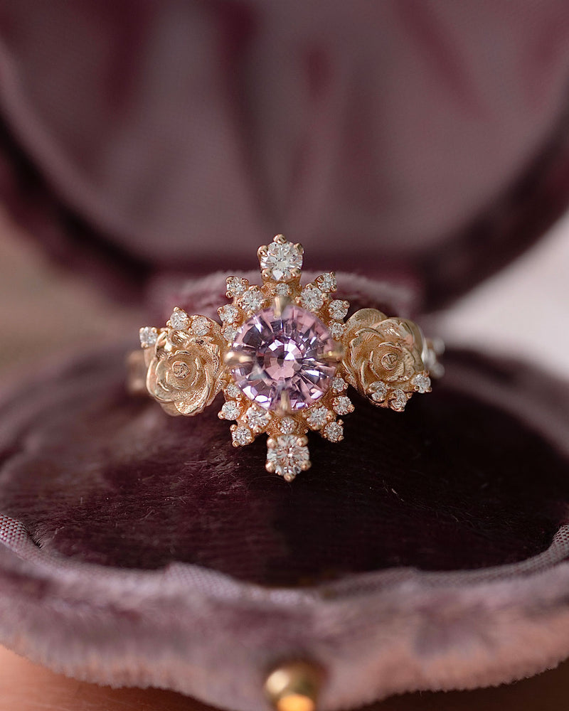 flower rose gold engagement ring