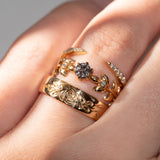 Dark Galaxy Baby Goddess with Salt and Pepper Diamond Ring