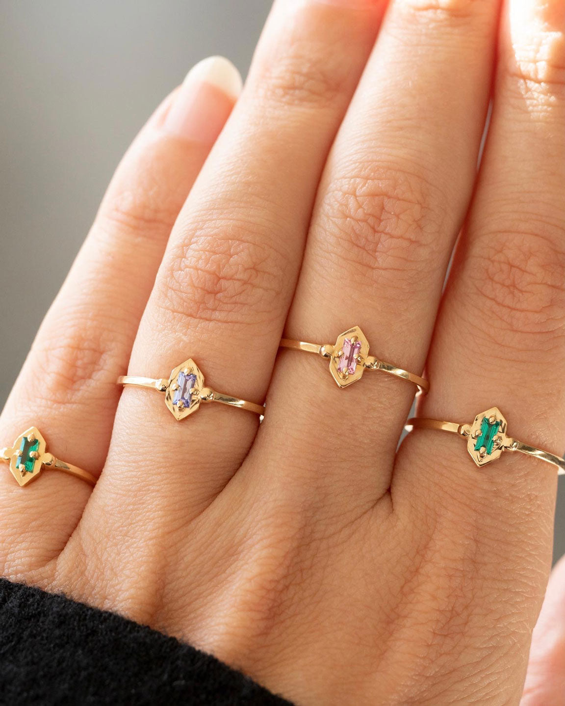 Lucky Elixir Green Emerald Baguette Ring – Sermez.com