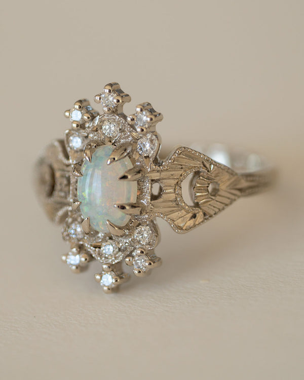 (Ready to Ship) Artifact 12: Lullaby Opal White Gold Ring Size 7.5
