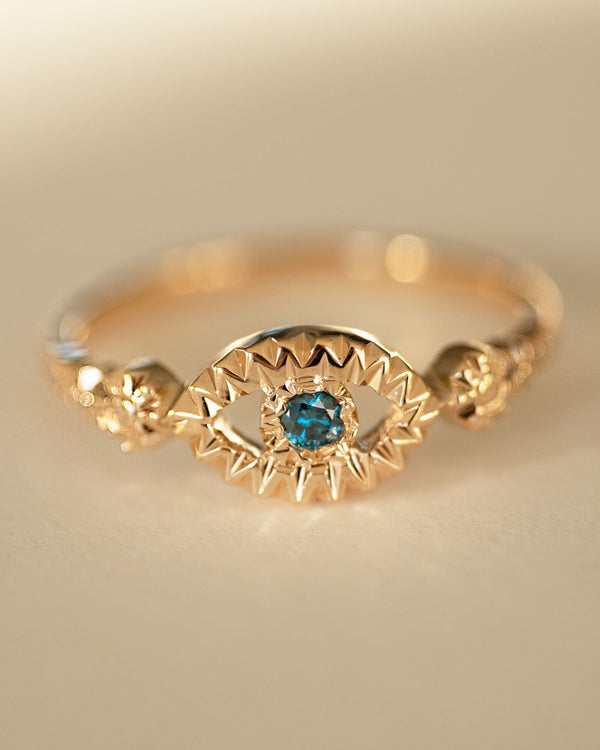 Luxi Evil Eye Teal Diamond Protection Ring