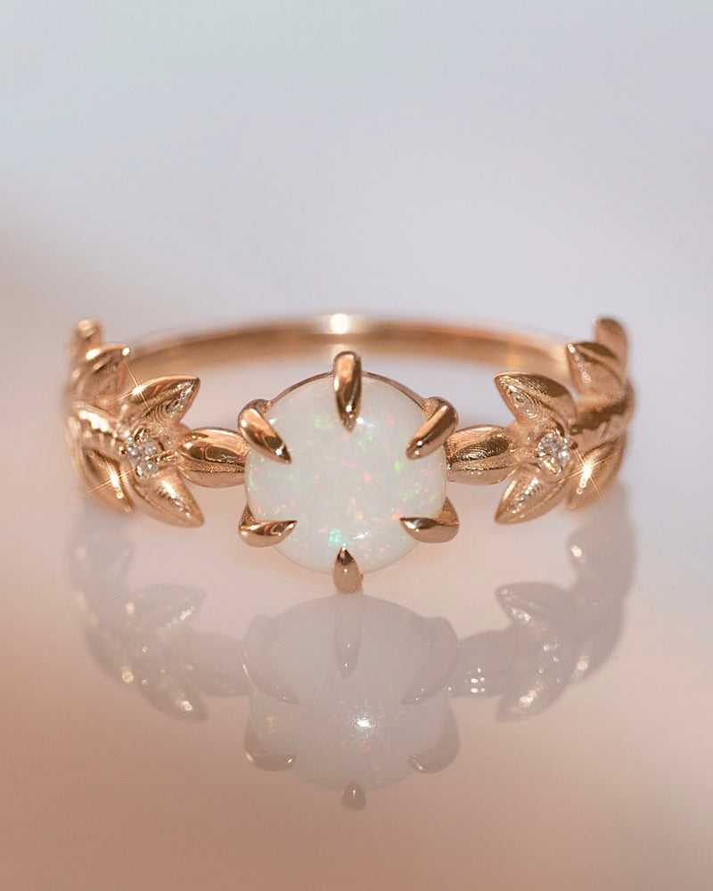 Goddess Opal Leaf Ring
