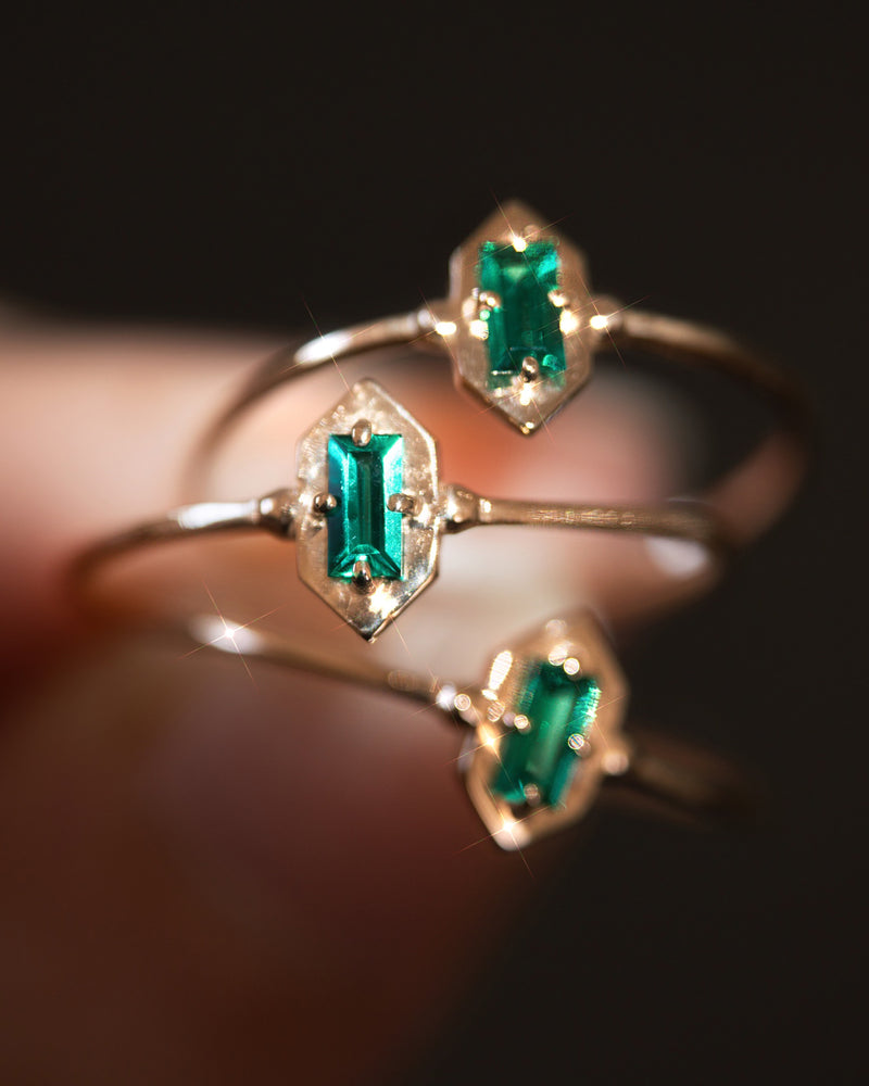 Lucky Elixir Green Emerald Baguette Ring