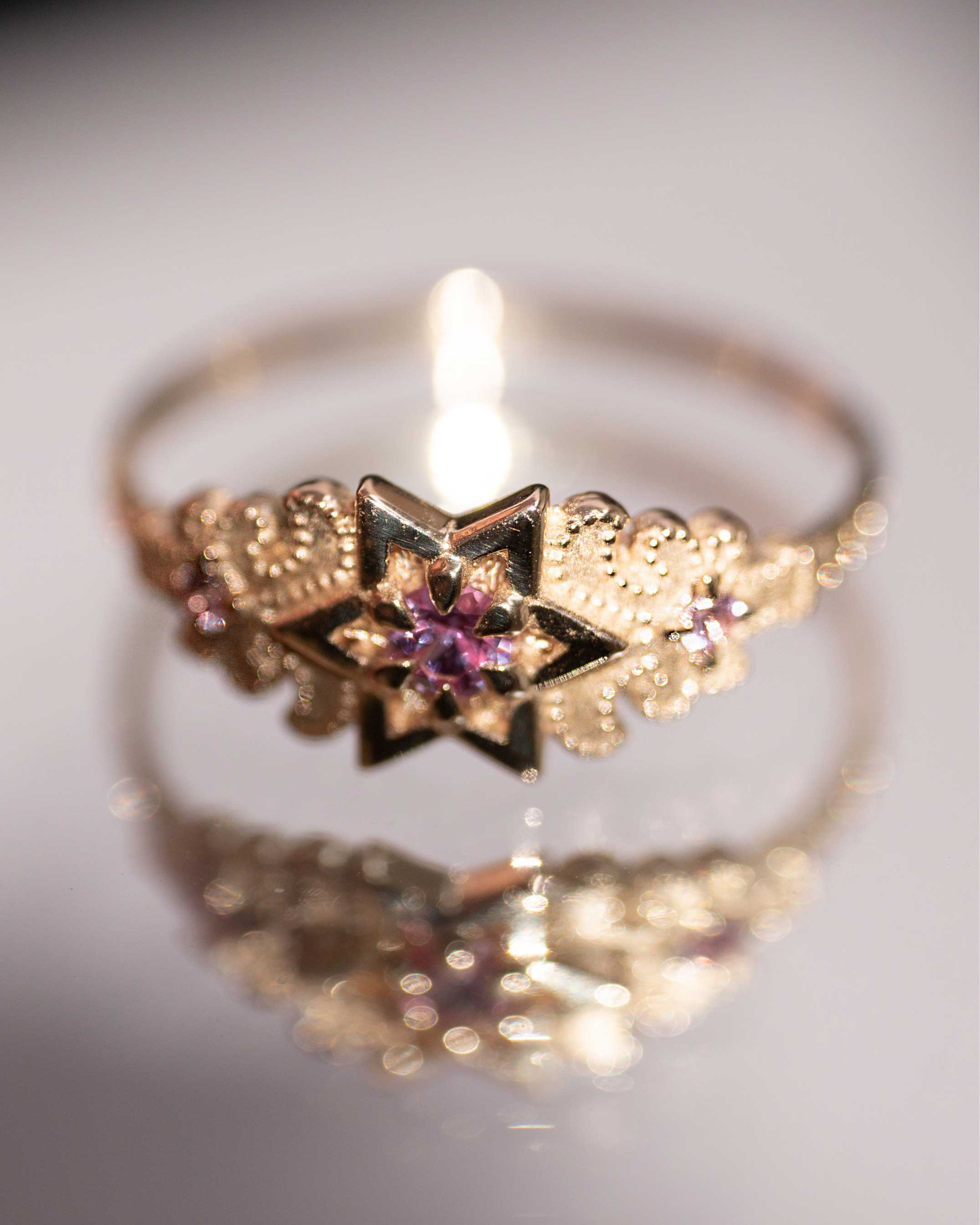 Nora 14K Rose Gold Celestial Star Engagement Ring