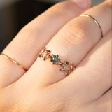 Dark Galaxy Baby Goddess with Salt and Pepper Diamond Ring