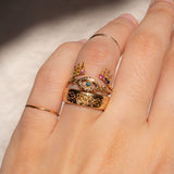 Luxi Evil Eye Teal Diamond Protection Ring