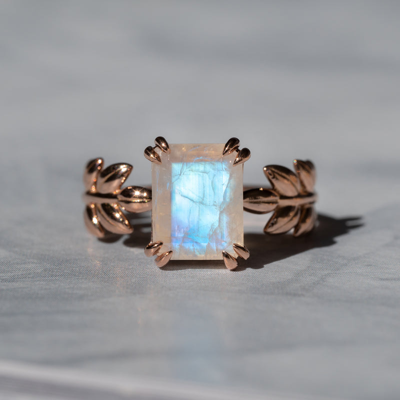 SOLD OUT Moon Goddess Moonstone Leaf Ring