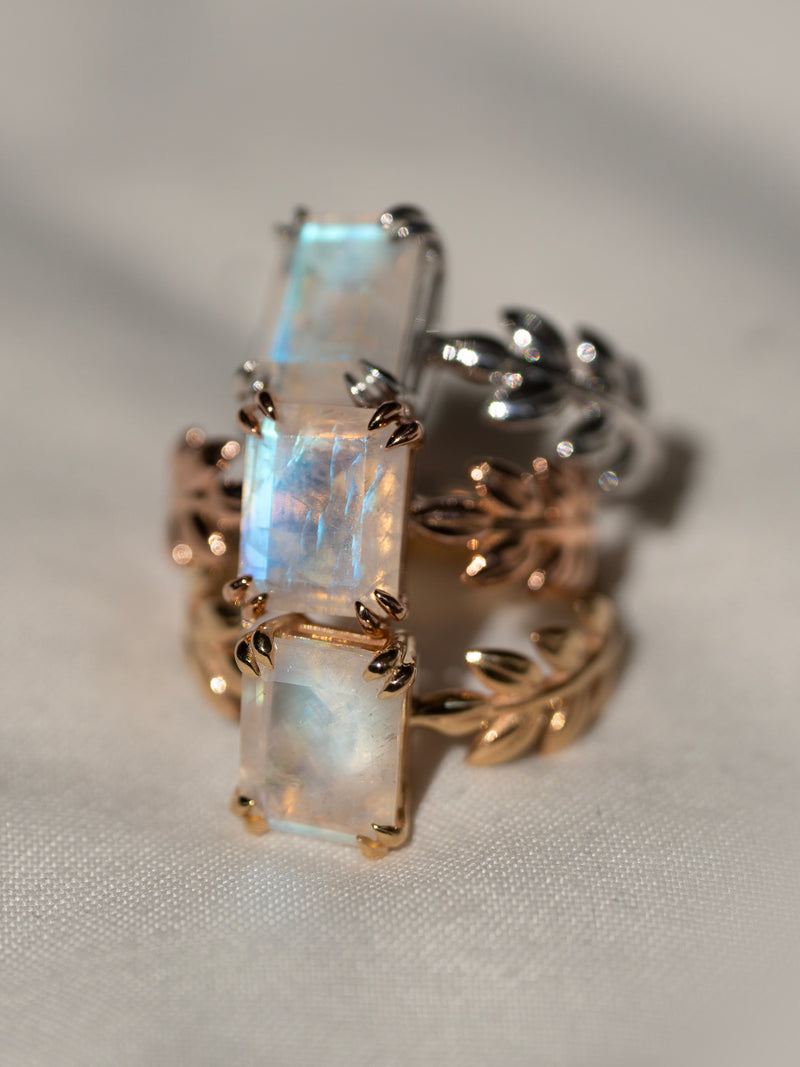 SOLD OUT Moon Goddess Moonstone Leaf Ring