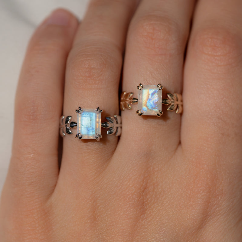 SOLD OUT Moon Goddess Moonstone Leaf Ring