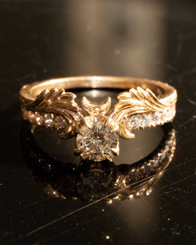 Phantom Guardian Diamond or Moissanite Moon Engagment Ring